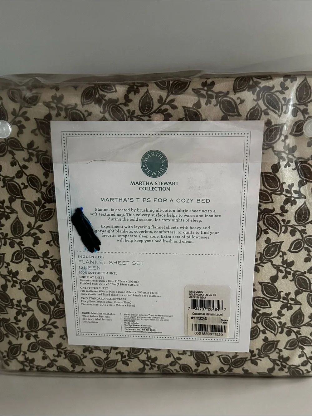 NWT Queen Flannel Sheet Set by Martha Stewart
